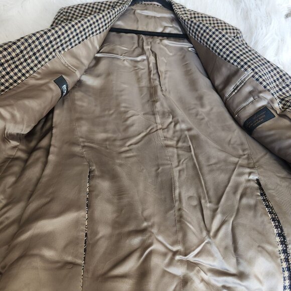 BOSS Blazer Cashmere Wool Sports Coat‎ 42 Plaid Checker Brown Double Vent - Picture 7 of 16